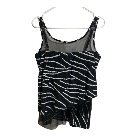 Miraclesuit womens tankini top black sheer striped adjustable straps size 14 - Picture 7 of 11